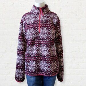 Prince & Fox snowflake fleece purple pullover sweater size xlarge